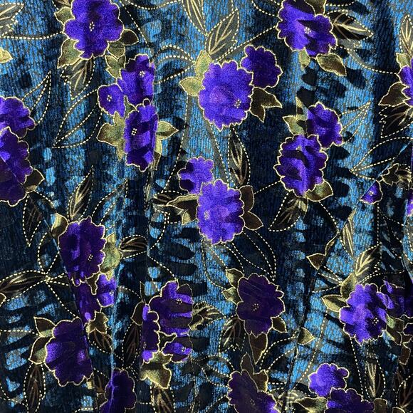 R & K Evening Floral Shacket Blazer Sz 12 Teal Purple Gold Whimsigoth Fairy - Picture 2 of 8